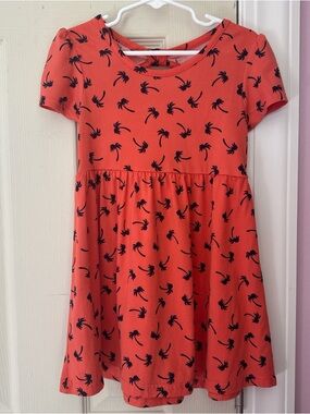 Palm-Print Short Sleeve Dress